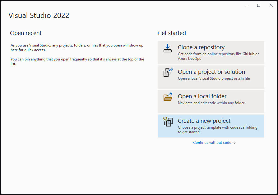 Open Visual Studio 2022