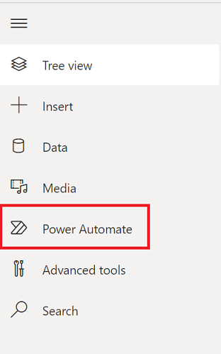 Select Power Automate fromt he app authoring menu.