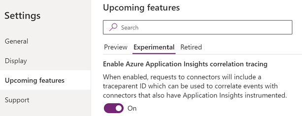 Enable Azure Application Insights correlation tracing.