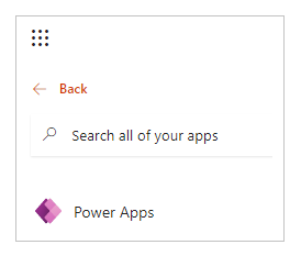 Power Apps in Office 365 app launcher.