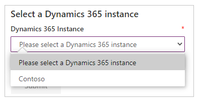 Select Dynamics 365 instance