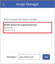 Assign manager to project.