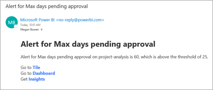 Alert email from Power BI.