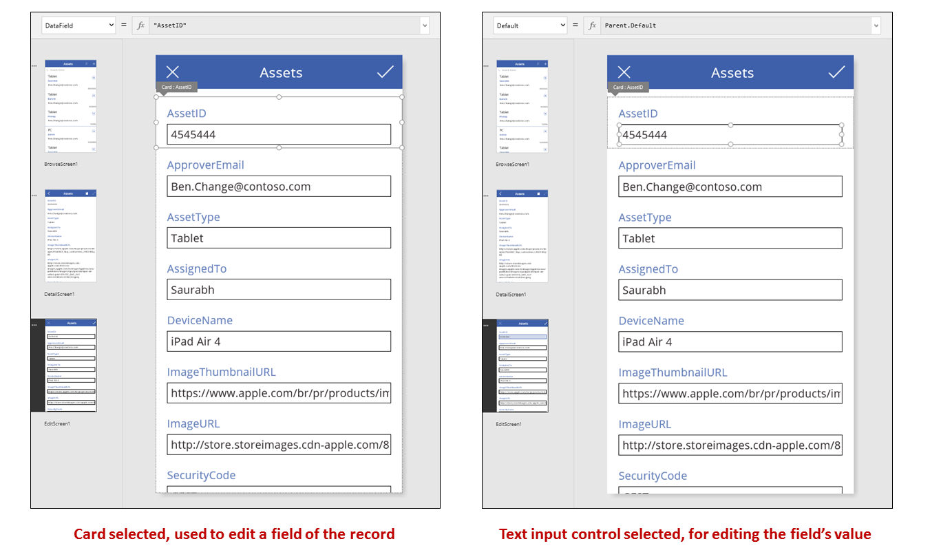 Edit card and card controls selected in the authoring experience.