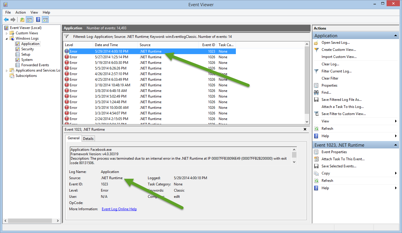 Image of Windows Event Viewer sources