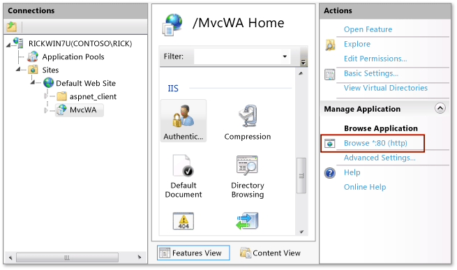 IIS Manager Browse