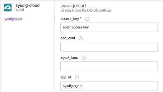 Sysdig configuration in the DC/OS Universe