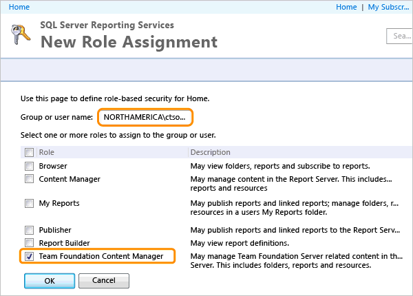 Assign user to a role in Report Manager