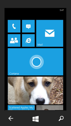 Home screen with Cortana