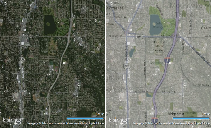 Image of aerial map with and without tile overlay
