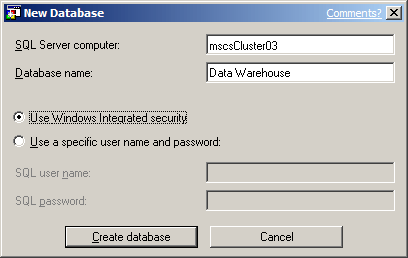  New Database dialog box