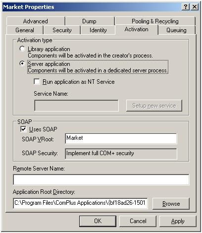 A COM+ application configured to exchange SOAP messages