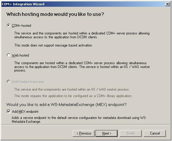 Selecting the hosting mode