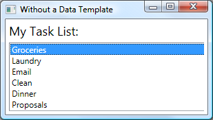A list box with the default appearance