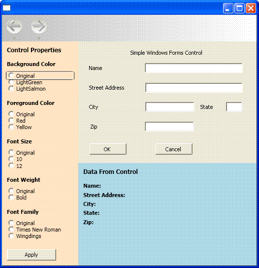 A control embedded in a WPF page