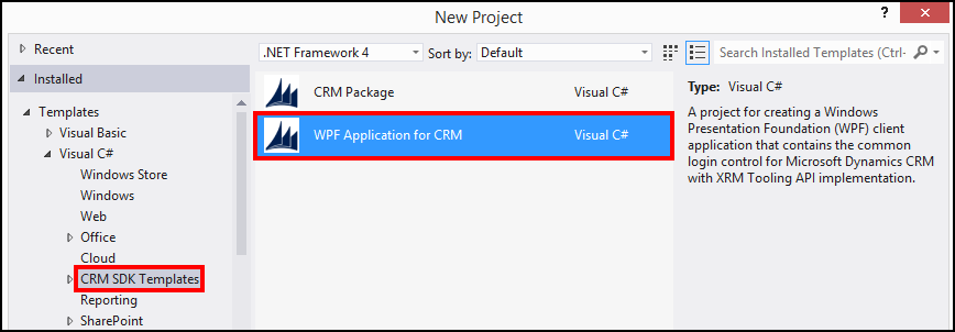 WPF Application for CRM template