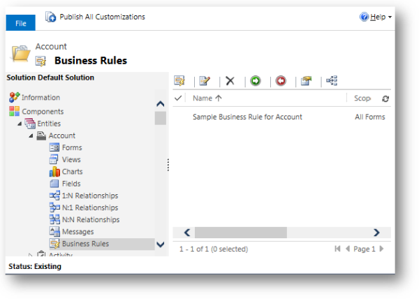 Business Rules on the account entity
