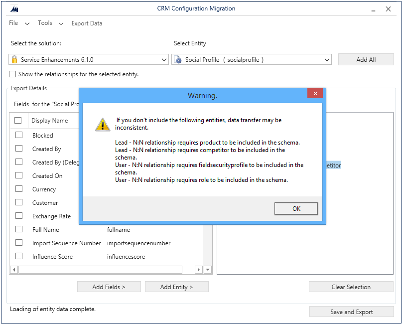 Validation results message in Dynamics CRM
