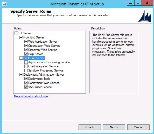 Front end server roles in Dynamics CRM