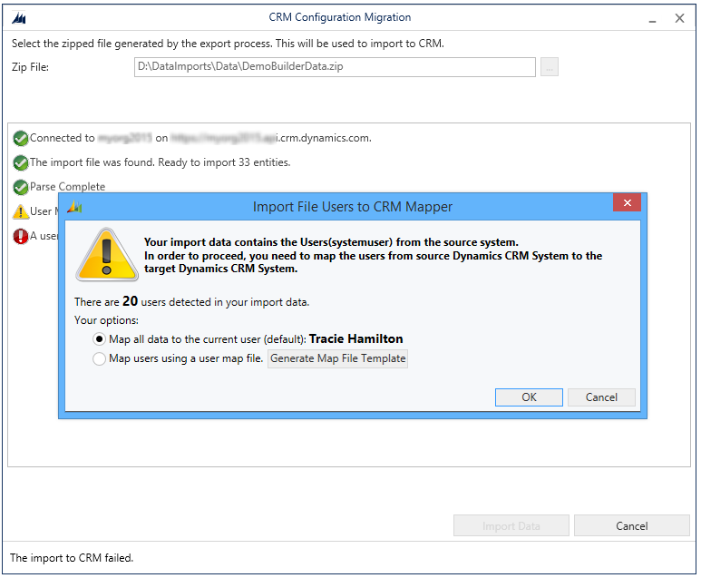 Import file users to Dynamics 365 Mapper