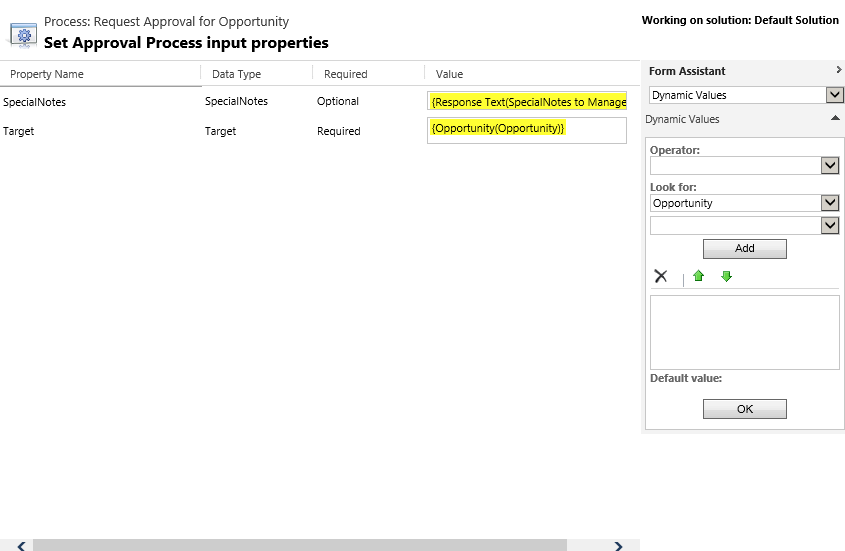 Set properties for ApprovalProcess action