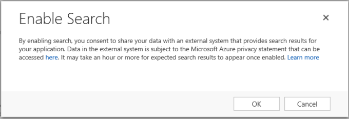 Enable Relevance Search consent dialog