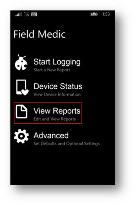 Field Medic: Choose View Reports
