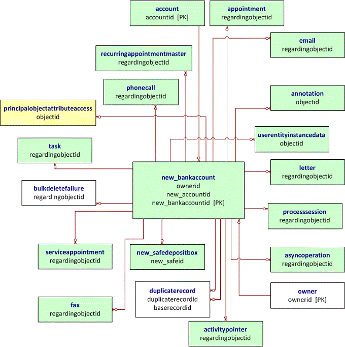 Entity relationship diagram for custom entities