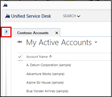 Choose the expander in Unified Service Desk