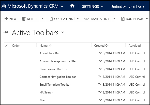 Toolbars in Unified Service Desk