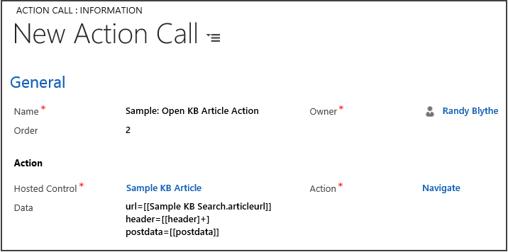 Action call to display the KB article