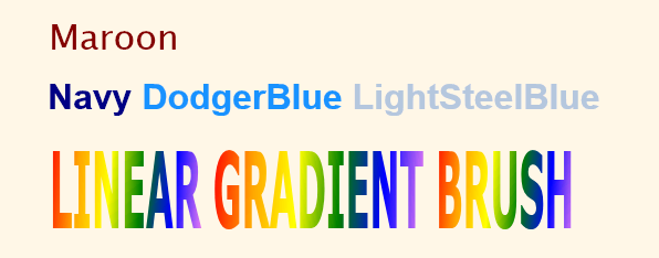TextBlocks rendering solid color and linear gradient brushes