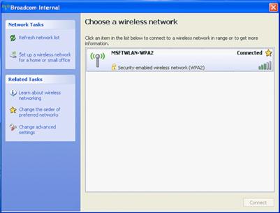 The Choose a wireless network dialog box