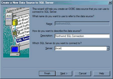 Figure 11   Choose a description and specify the SQL Server instance for your ODBC database connection