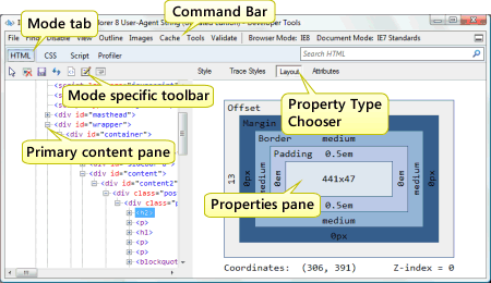 Main interface for the Developer Tools