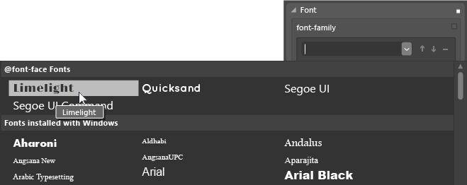 Blend font-family drop-down list with custom font