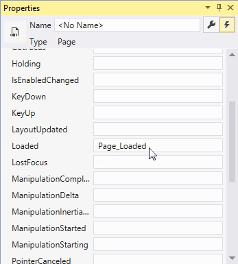 Visual Studio Page_Loaded event handler