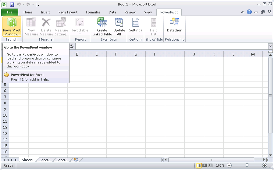 PowerPivot tab on Excel ribbon
