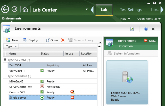 Lab environments in your project.