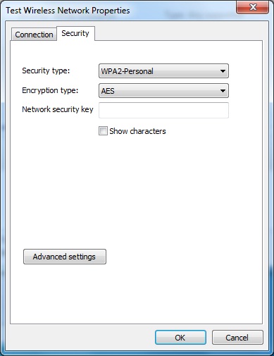 Example of configuring a network security key