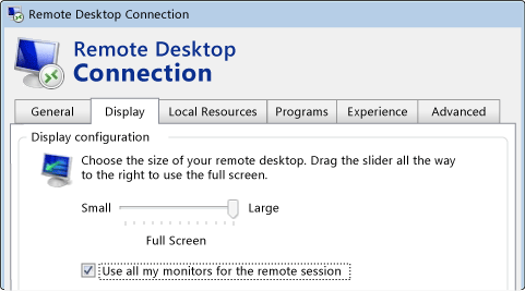 Remote Desktop Connection multi-monitor checkbox