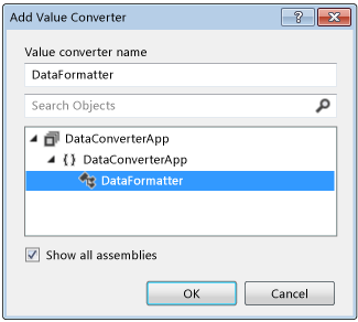 Add Value Converter Dialog Box