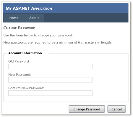 Change Password Page Template