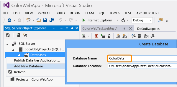 Add a new SQL database