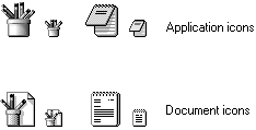 Application icons and supported document icons