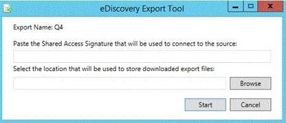 Export eDiscovery dialogue