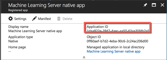 Screenshot that highlights the Application ID.