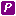 white italic P in purple square