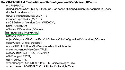 Screen shot of domain partition