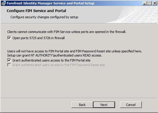 Install FIM Portal